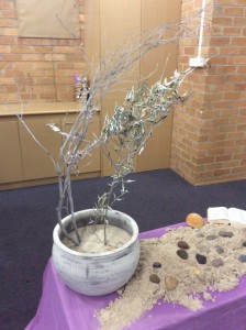 part of the prayer station for Lent 1 - story of the testing of Jesus in the wilderness